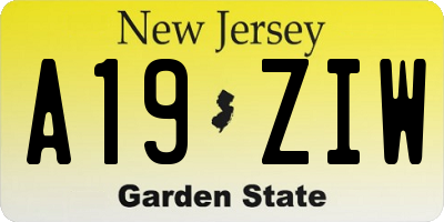 NJ license plate A19ZIW