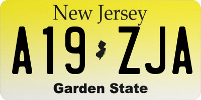 NJ license plate A19ZJA