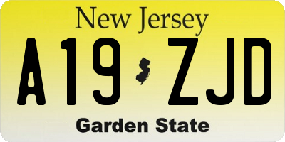 NJ license plate A19ZJD