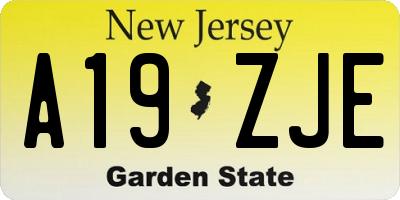 NJ license plate A19ZJE