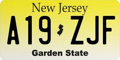 NJ license plate A19ZJF