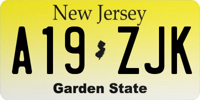 NJ license plate A19ZJK
