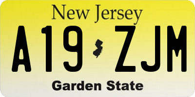 NJ license plate A19ZJM