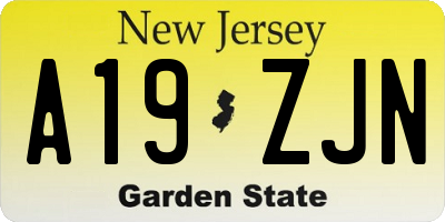 NJ license plate A19ZJN