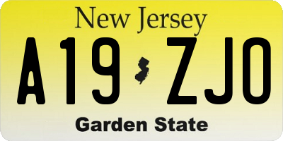 NJ license plate A19ZJO