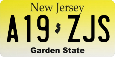 NJ license plate A19ZJS