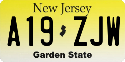 NJ license plate A19ZJW