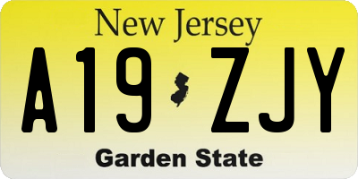 NJ license plate A19ZJY