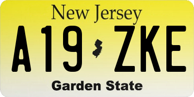 NJ license plate A19ZKE