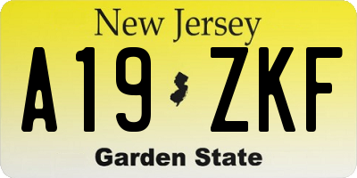 NJ license plate A19ZKF