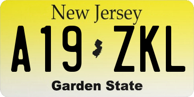 NJ license plate A19ZKL