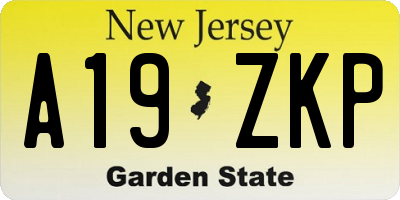 NJ license plate A19ZKP