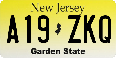 NJ license plate A19ZKQ