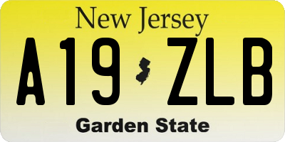 NJ license plate A19ZLB