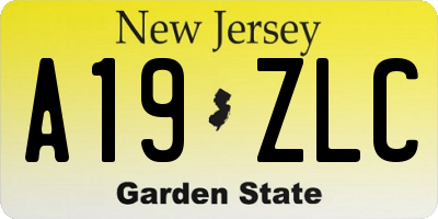 NJ license plate A19ZLC