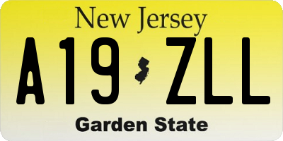 NJ license plate A19ZLL