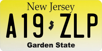 NJ license plate A19ZLP