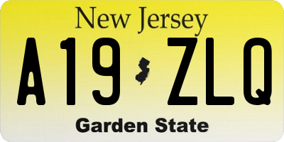 NJ license plate A19ZLQ