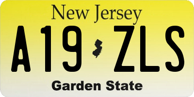 NJ license plate A19ZLS