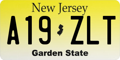 NJ license plate A19ZLT