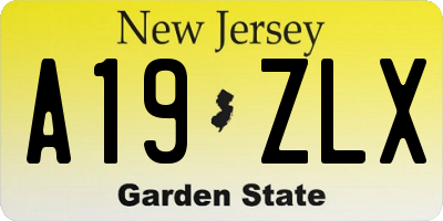 NJ license plate A19ZLX