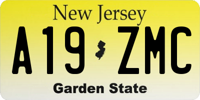 NJ license plate A19ZMC