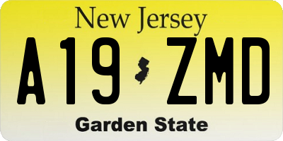 NJ license plate A19ZMD