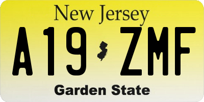 NJ license plate A19ZMF