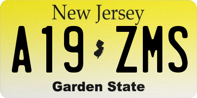 NJ license plate A19ZMS