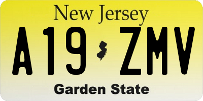 NJ license plate A19ZMV