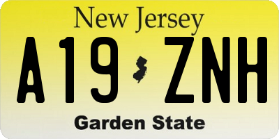 NJ license plate A19ZNH