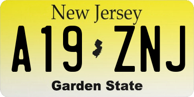 NJ license plate A19ZNJ