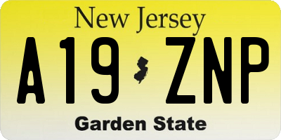 NJ license plate A19ZNP
