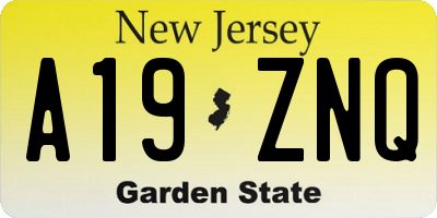 NJ license plate A19ZNQ