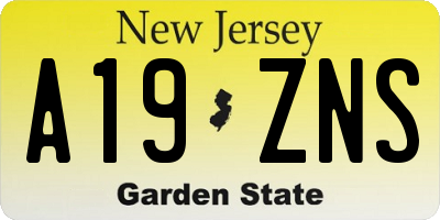 NJ license plate A19ZNS