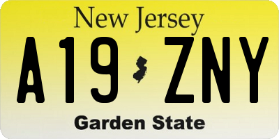NJ license plate A19ZNY