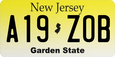 NJ license plate A19ZOB
