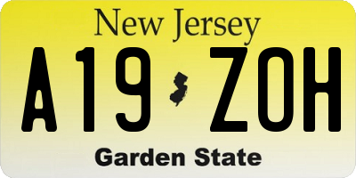 NJ license plate A19ZOH