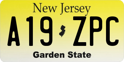 NJ license plate A19ZPC