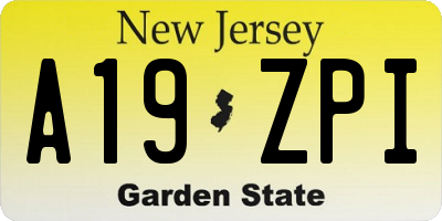 NJ license plate A19ZPI