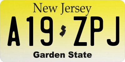 NJ license plate A19ZPJ