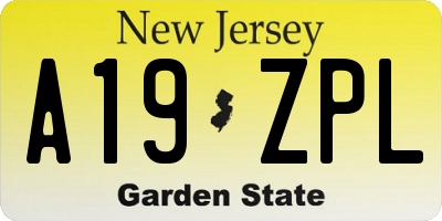 NJ license plate A19ZPL