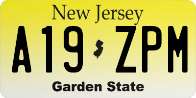 NJ license plate A19ZPM