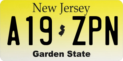 NJ license plate A19ZPN