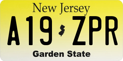 NJ license plate A19ZPR