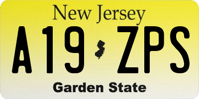 NJ license plate A19ZPS