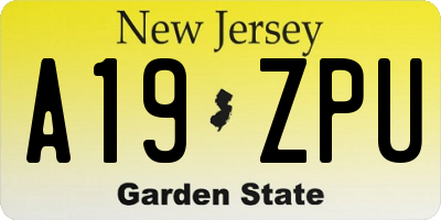 NJ license plate A19ZPU