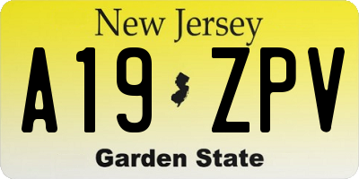 NJ license plate A19ZPV