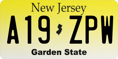 NJ license plate A19ZPW