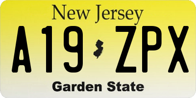 NJ license plate A19ZPX